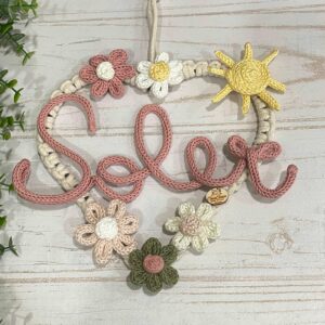 Fiocco Nascita Cuore Crochet con Nome in Tricotin