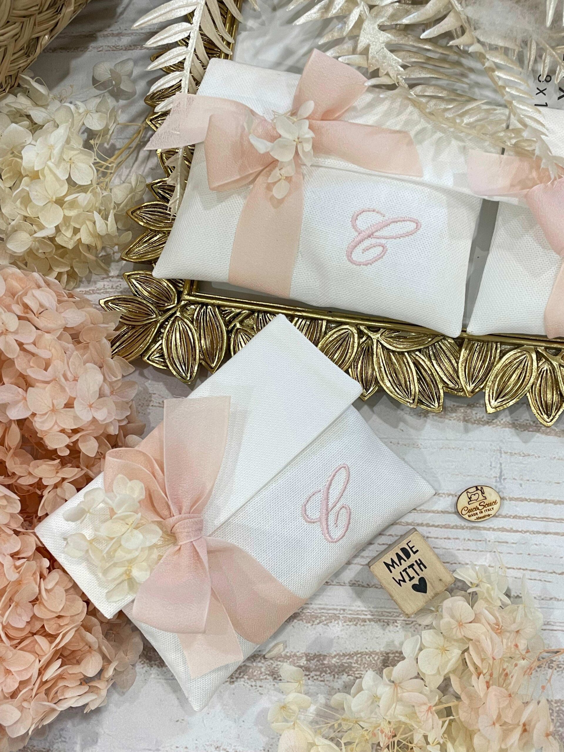 Sacchetto Sartoriale Pochette Colore Seta con Ricamo Iniziale - immagine 2