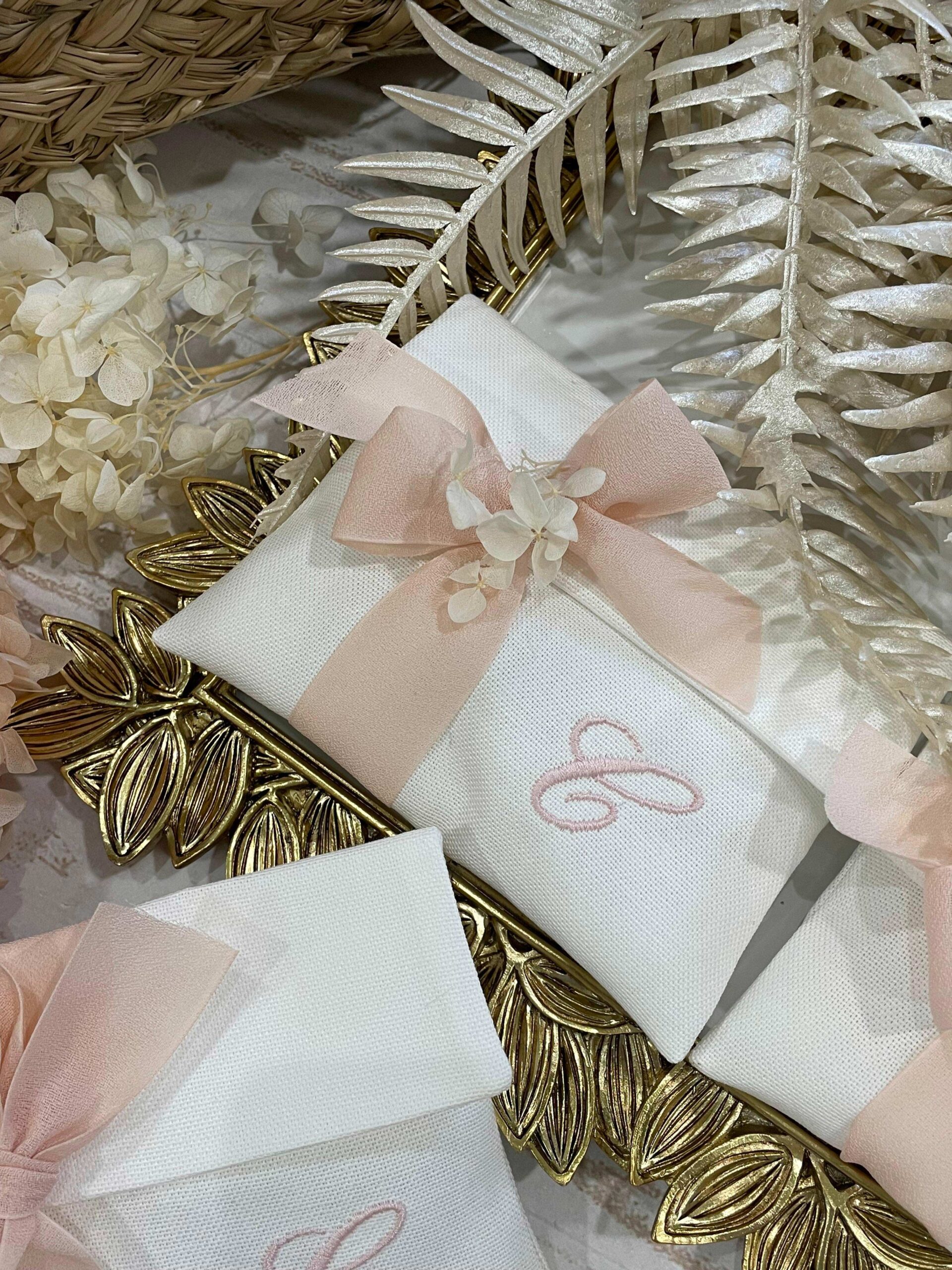 Sacchetto Sartoriale Pochette Colore Seta con Ricamo Iniziale - immagine 4