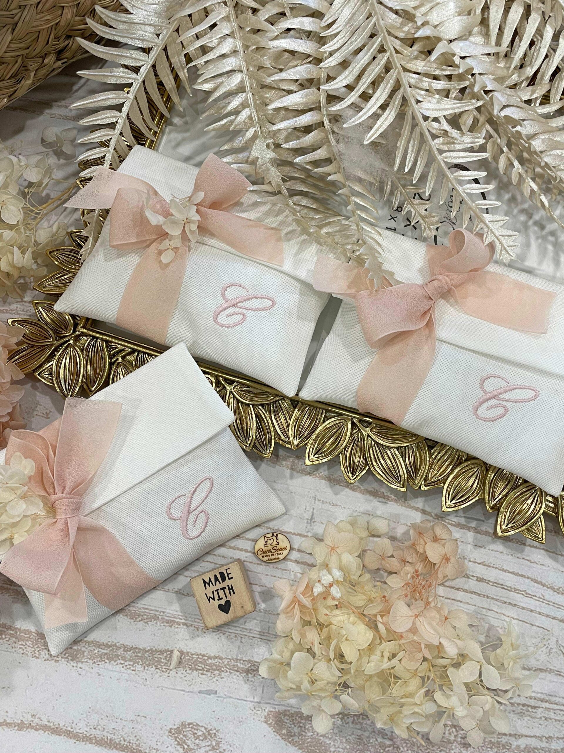 Sacchetto Sartoriale Pochette Colore Seta con Ricamo Iniziale - immagine 5