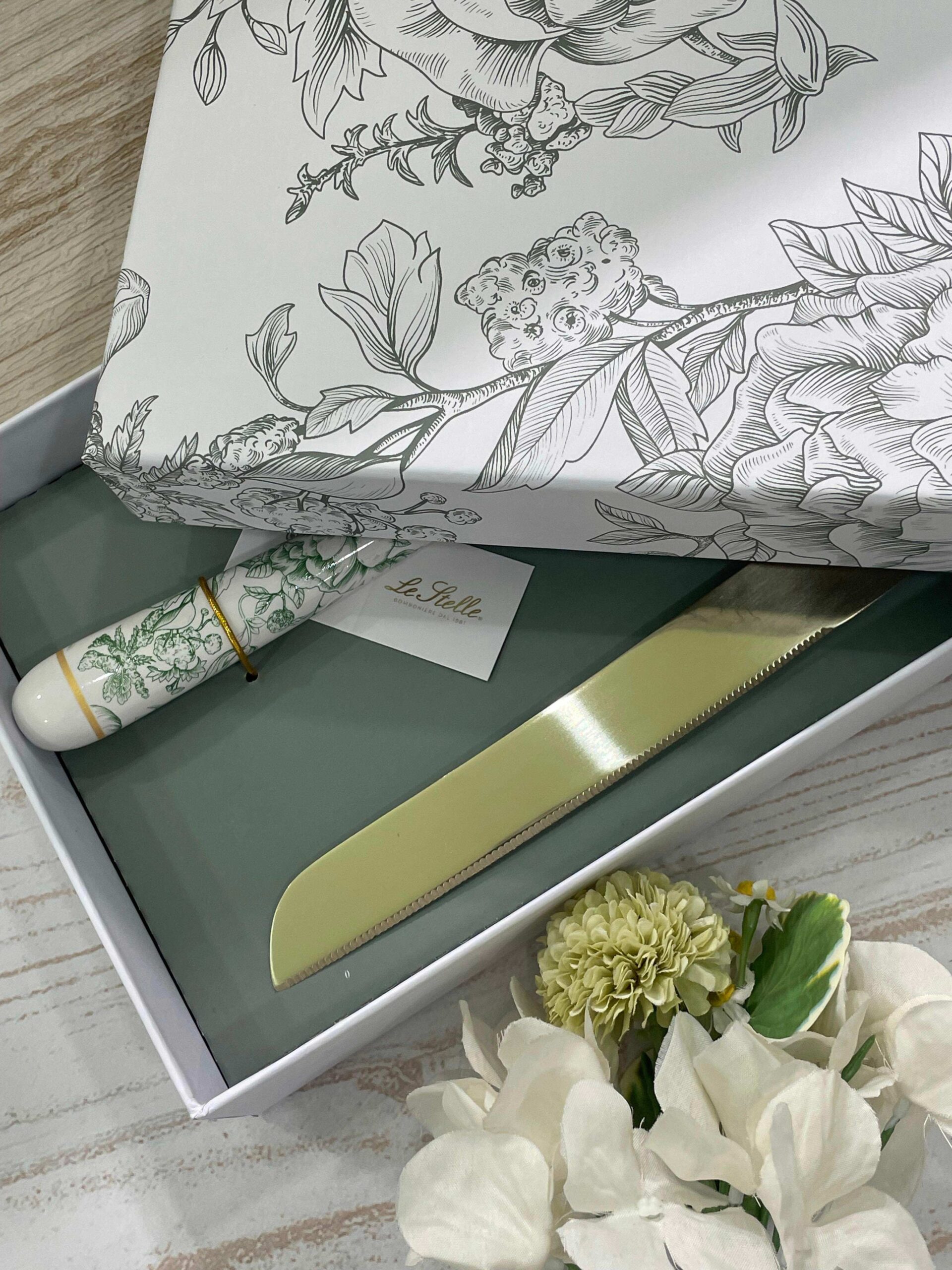 Set Taglia Torta 2 Pezzi con Decoro Verde – Le Stelle - immagine 3