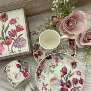 Set di Due Tazzine con Piattini in Porcellana – Linea Bouquet di Charme, Le Stelle