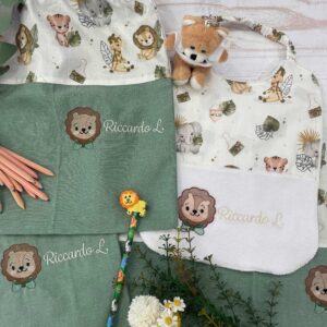 Set Asilo Ricamato –  Animali della Savana