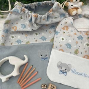 Set Asilo Ricamato – Tema Elefantini