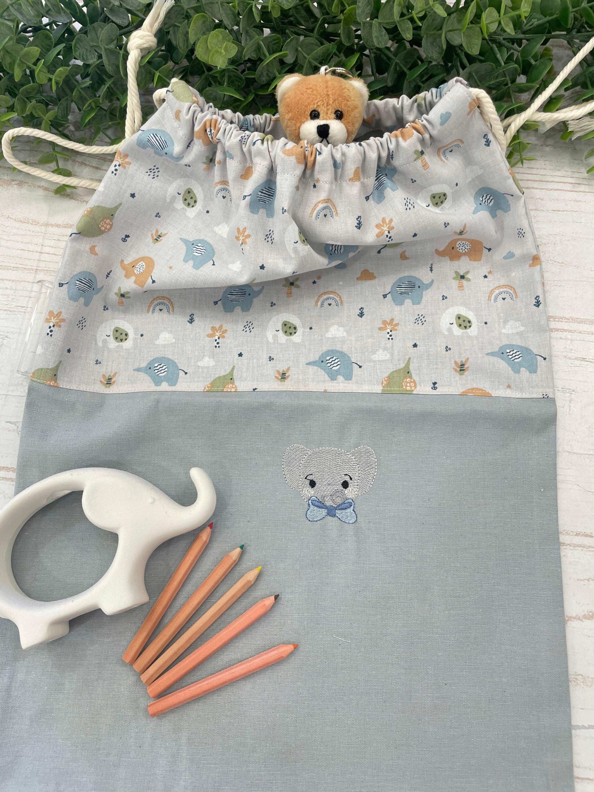 Set Asilo Ricamato – Tema Elefantini - immagine 2