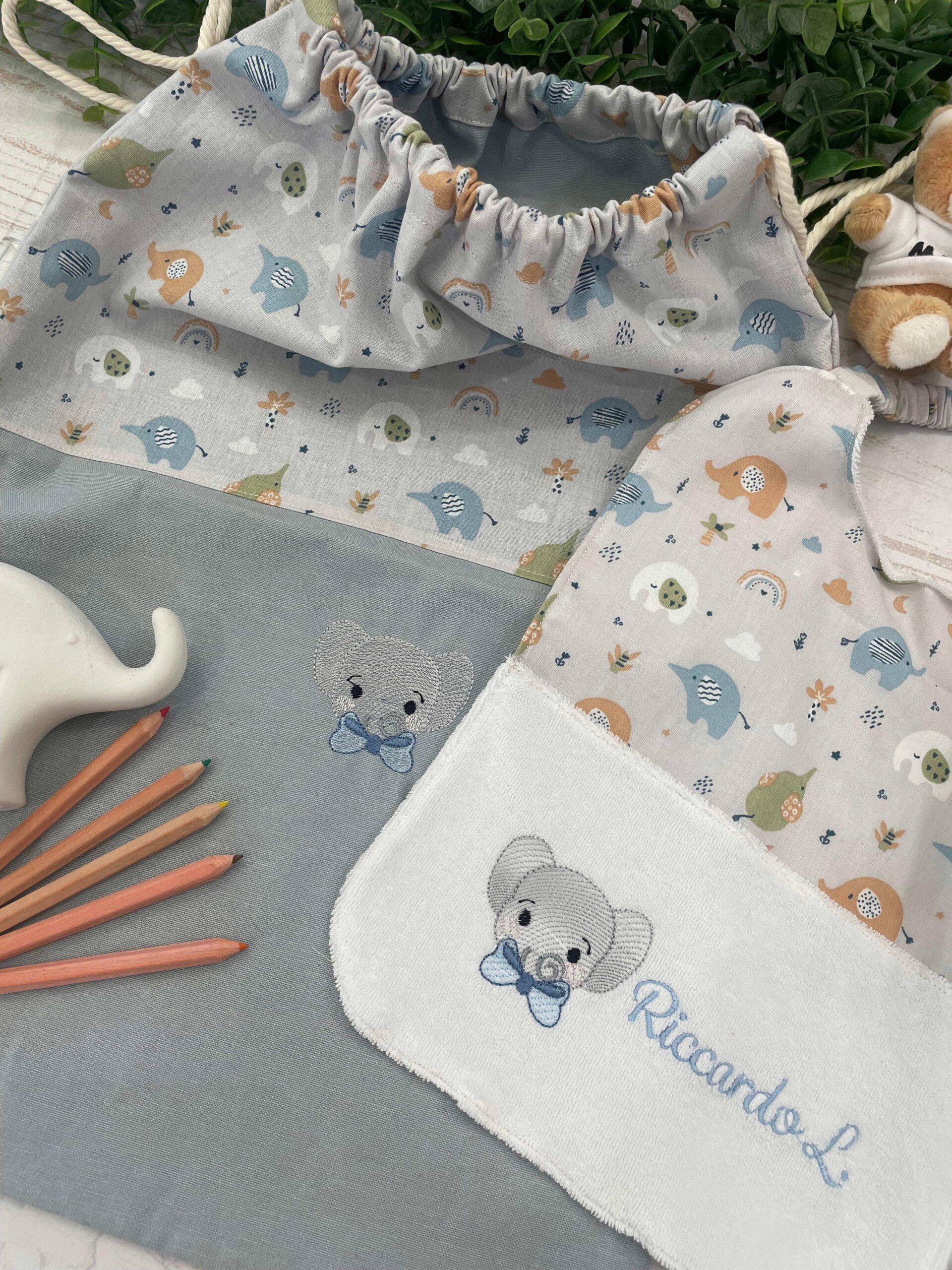 Set Asilo Ricamato – Tema Elefantini - immagine 5