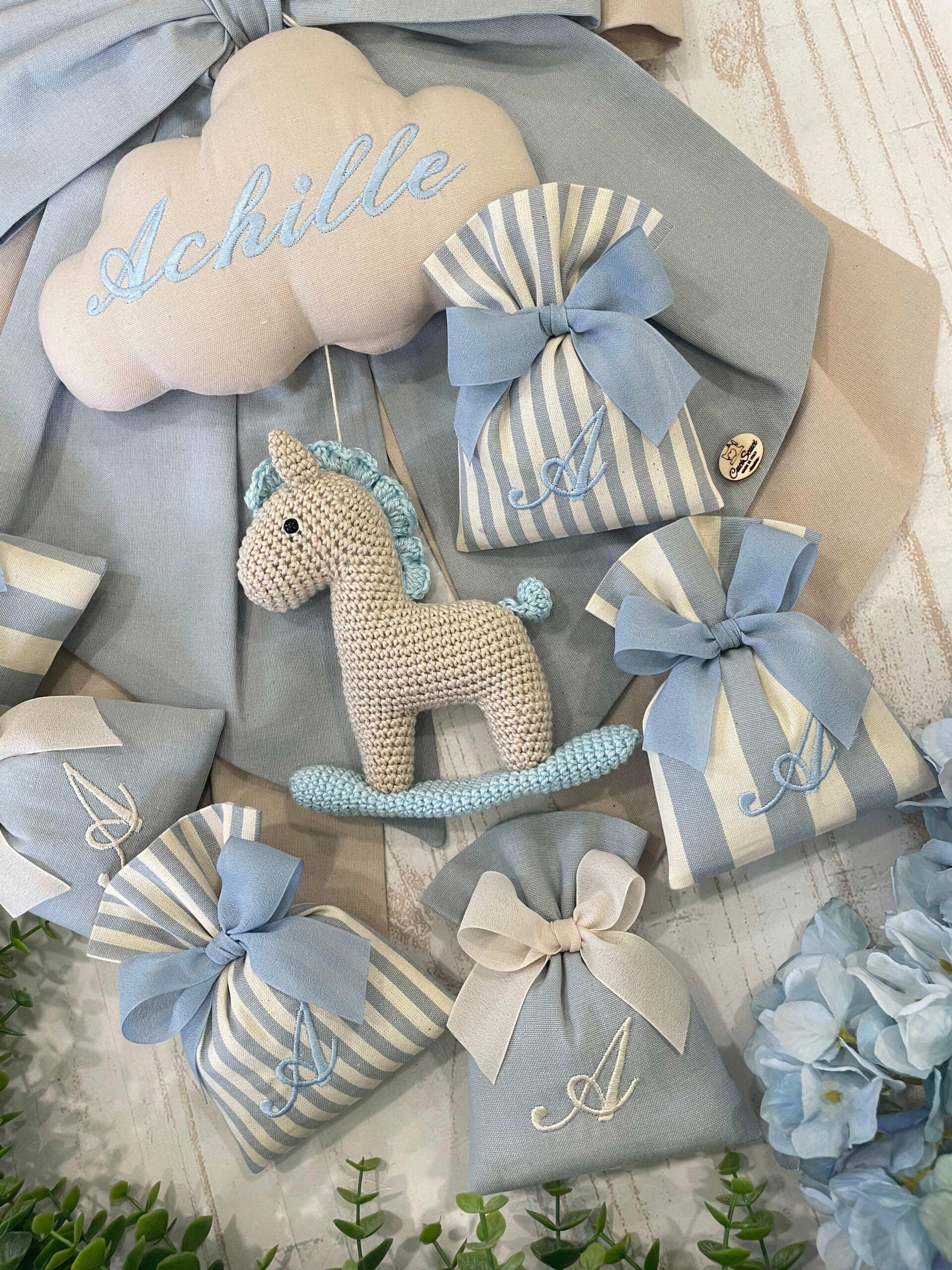 Coordinato Nascita Cavallino Amigurumi – Toni Nuvola e Mandorla - immagine 2