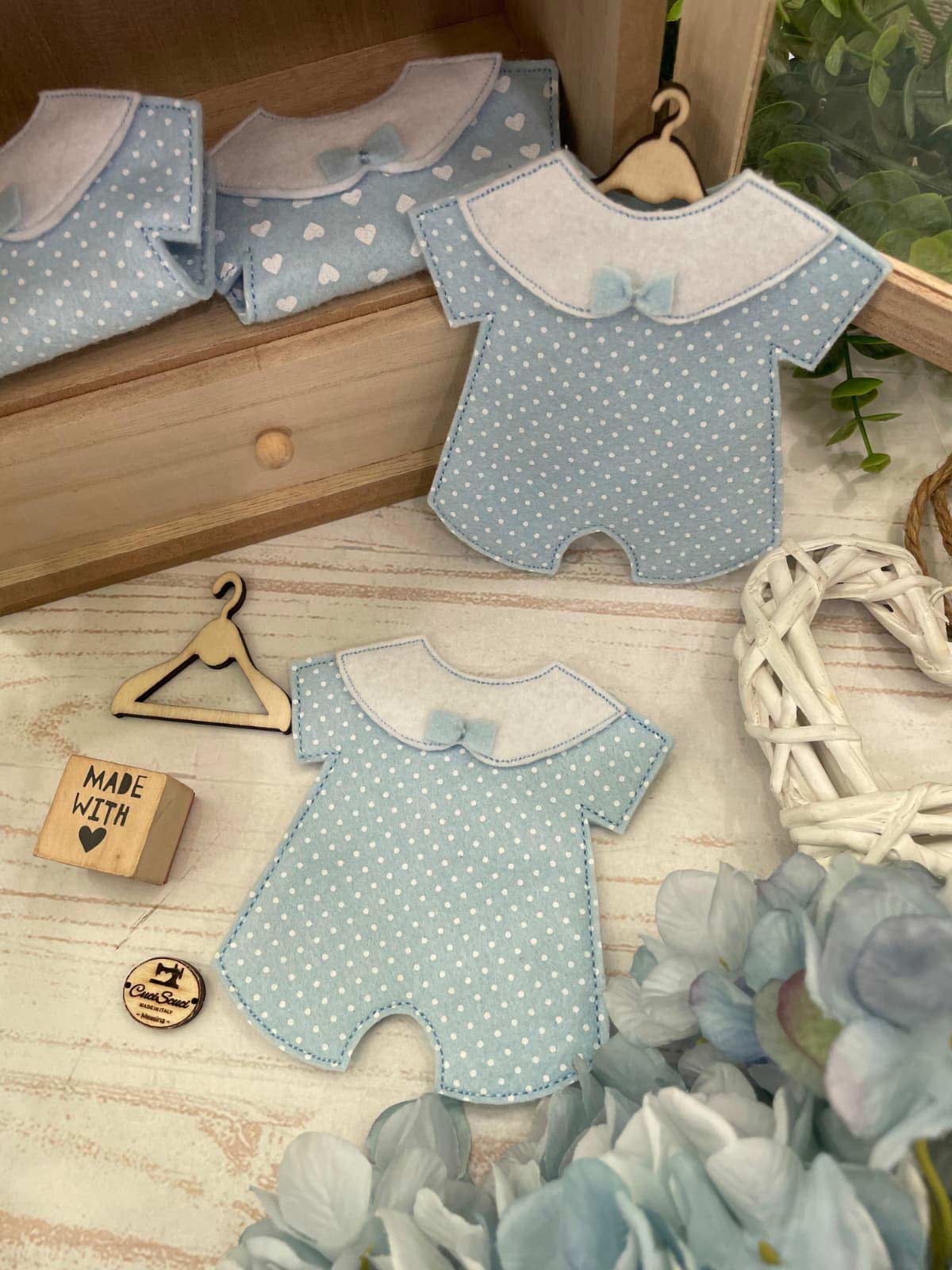 Mini Pagliaccetto Sartoriale Porta Confetti Azzurro - immagine 6