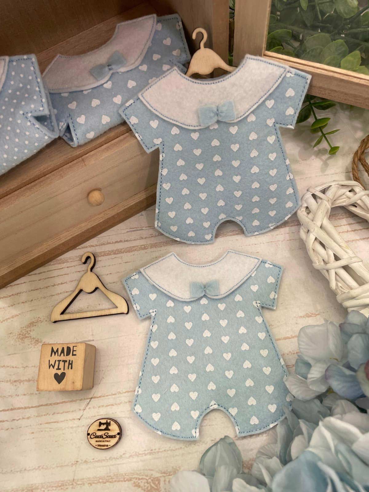 Mini Pagliaccetto Sartoriale Porta Confetti Azzurro - immagine 8