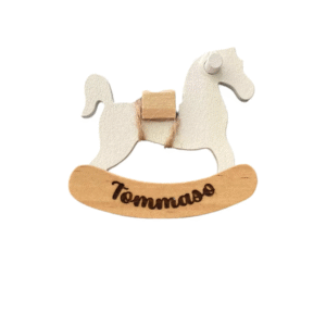 Cavallino a Dondolo in Legno con Nome Inciso