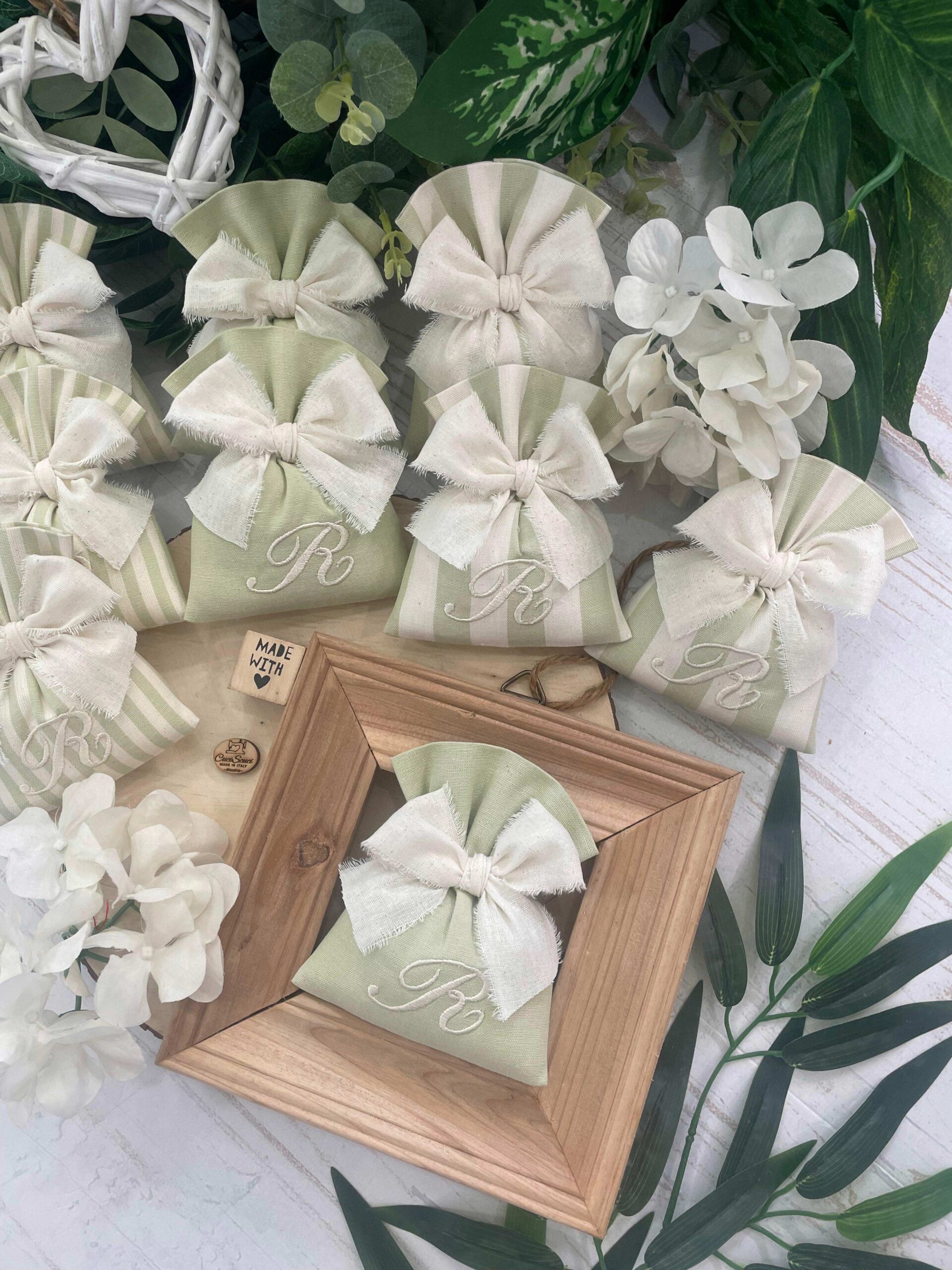Sacchetto Sartoriale Verde Olio con Ricamo e Tag Personalizzato - immagine 16