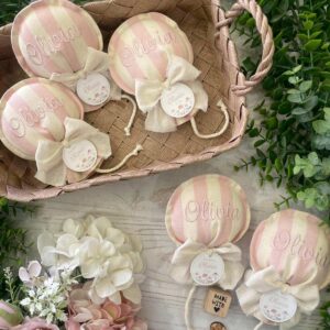 Sacchetto Sartoriale Palloncino Rosa Cipria e Panna con Tag Personalizzato