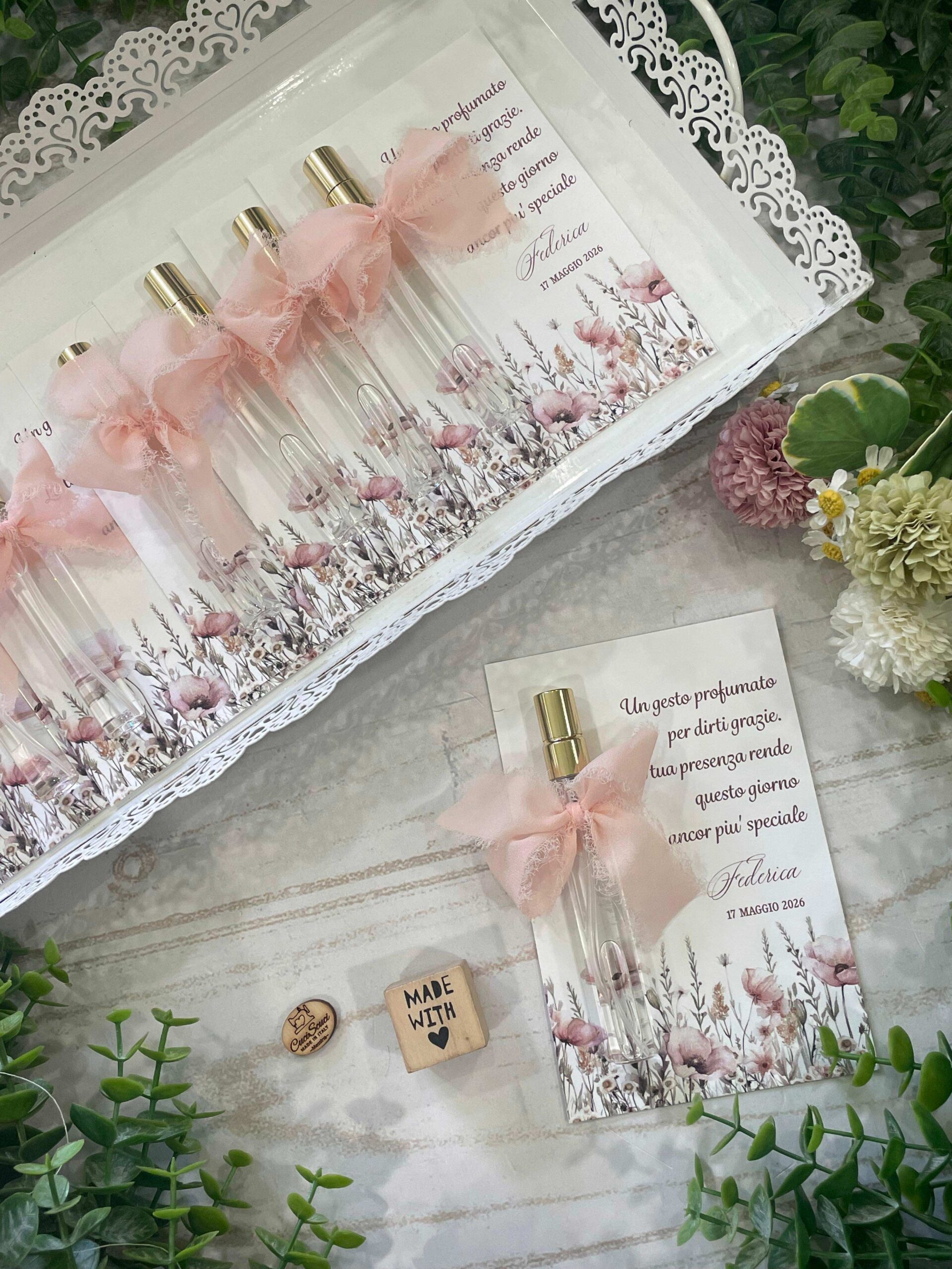 Profumo Spray con Cartoncino Tema Fiori e Frase Personalizzata - immagine 3