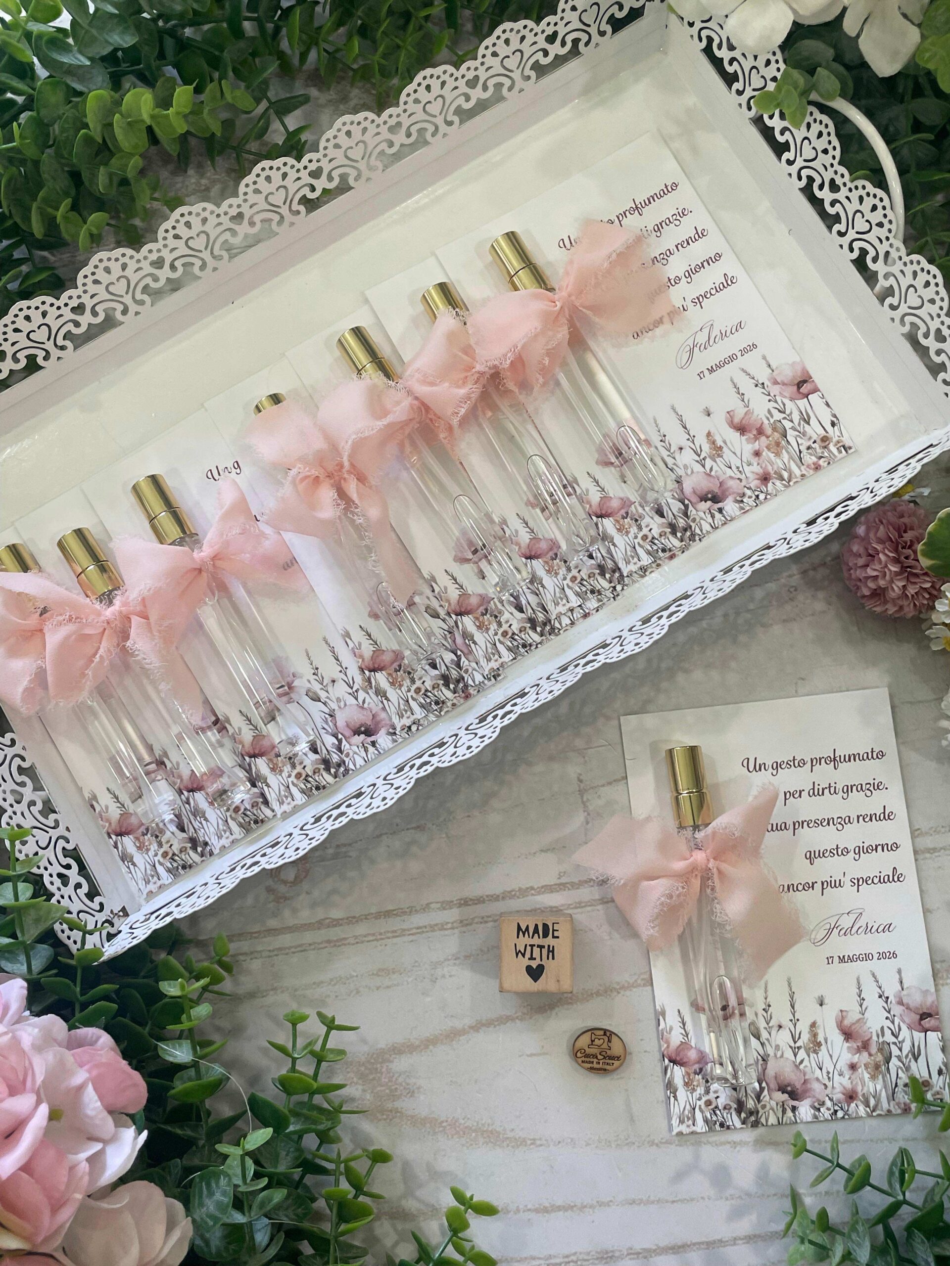 Profumo Spray con Cartoncino Tema Fiori e Frase Personalizzata - immagine 4