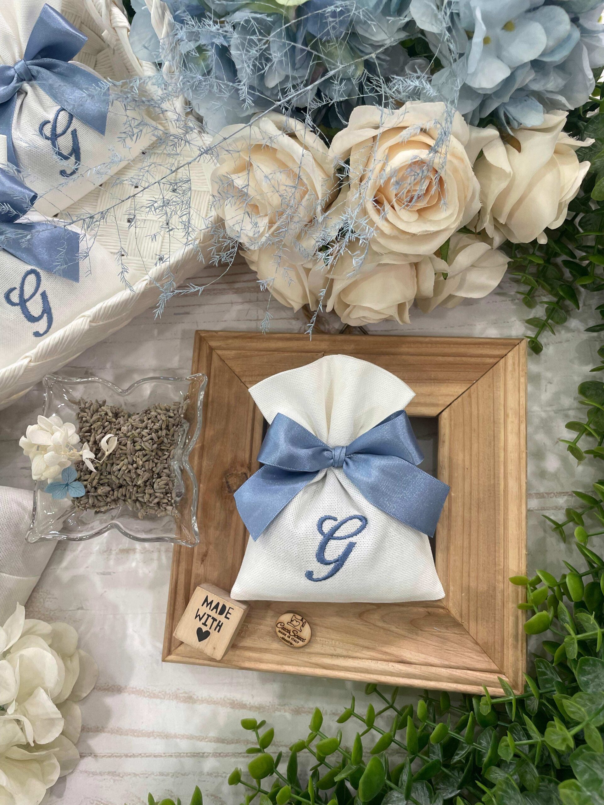 Sacchetto Sartoriale Panama Seta con Ricamo, Lavanda e/o Confetti - immagine 2