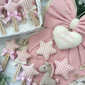 Coordinato Nascita Cavallino Amigurumi con Cuore – Toni Panna e Rosa Baby