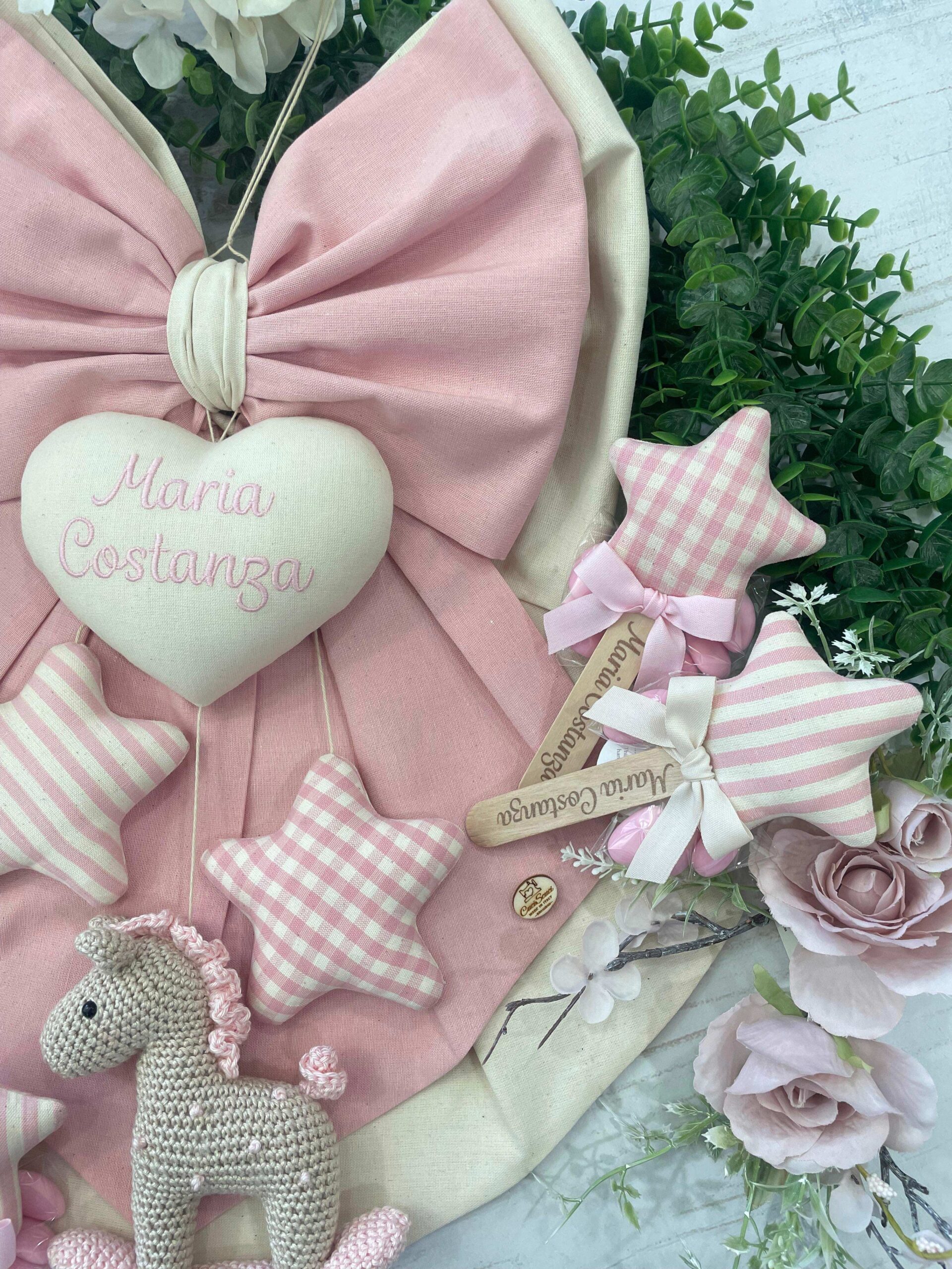 Coordinato Nascita Cavallino Amigurumi con Cuore – Toni Panna e Rosa Baby - immagine 2