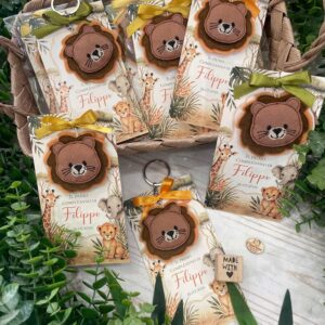 Portachiavi Leoncino in Pannolenci con Cartoncino Personalizzato