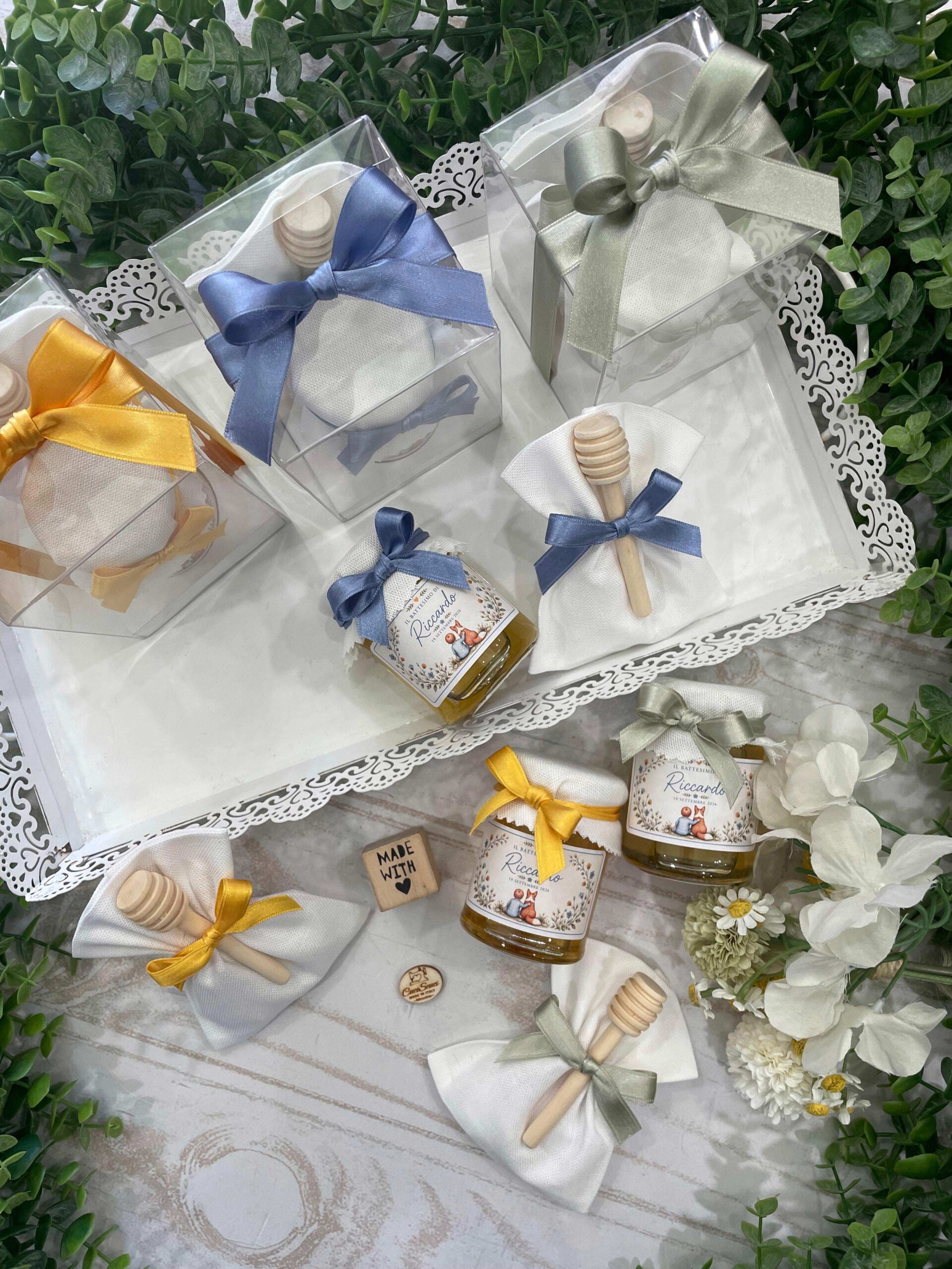 Barattolo di Miele con Etichetta Tema "Una Dolce Amicizia – Bimbo&Cucciolo" - Confezione Smart